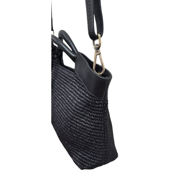 Carner Hill Woven Handbag Leather Trim Tassel Accent Shoulder Purse Structur - Picture 6 of 16